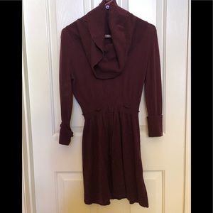 One A Sz S Burgundy Sweater Dress with Cowell Neck